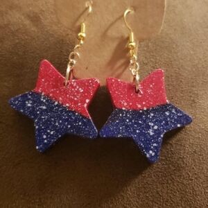 Star-Shaped Red, White and Blue  Earrings